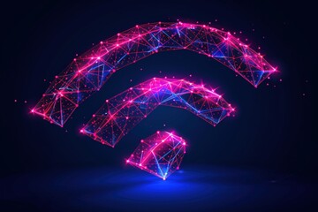 Wall Mural - abstract wireless signal icon in vibrant colors and geometric design.