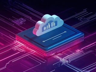 Fototapete - Cloud Computing Storage and Circuitry