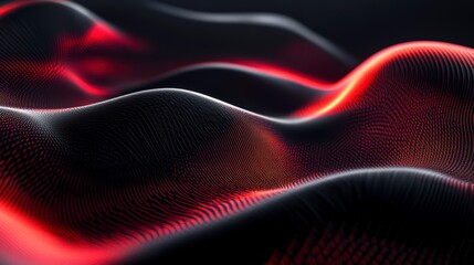 Wall Mural - Abstract red and black wave pattern, digital art.