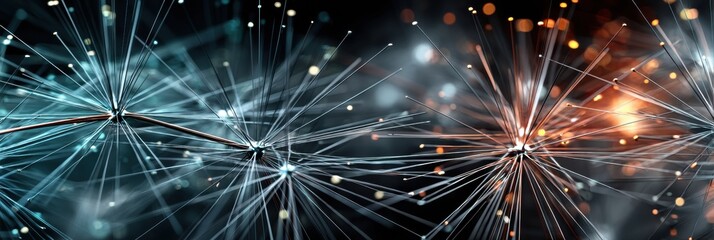 Leinwandbilder - Neural Network Structure With Transparent Nodes and Dynamic Sparks in a Dark Setting Creating a Futuristic Atmosphere