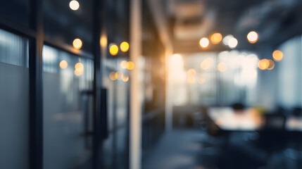 Dynamic office scene with blurred background and door modern workspace professional environment