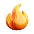 © Aqsa Shafique - glossy 3d flame icon with vibrant orange tones isolated transparent background png, fire symbol with smooth curved shapes and modern design