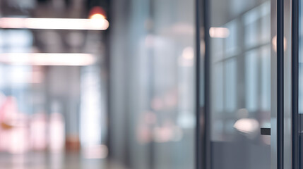 Dynamic office setting with blurred background and doorway modern workspace professional environment