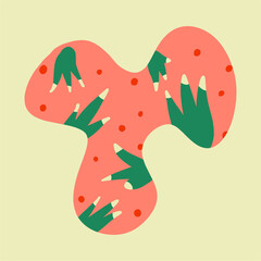 Wall Mural - Abstract figure with flowers. Hand drawn doodle. Modern contemporary fashion illustration. Flat design, hand drawn cartoon, vector.