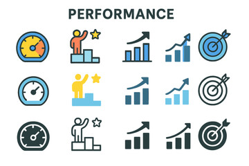 Leinwandbilder - Visual representation of performance metrics showcasing growth indicators and achievement symbols in a modern design