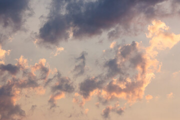 Wall Mural - cumulus clouds on the sky blown by the wind. fluffy cloudscape. cloudy weather meteorology backgroun