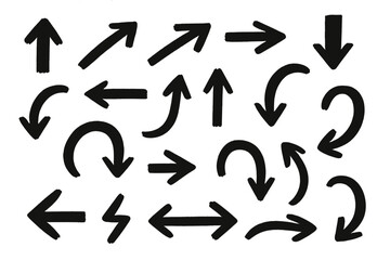 Poster - Various bold direction arrows in black on a white background for graphic design applications and creative projects