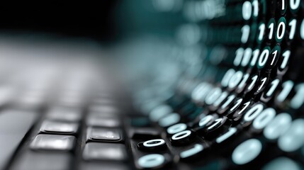 Binary code displayed over a keyboard