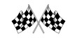 © Crashik - Two black and white checkered flags are crossed in the center of the image. Two crossed racing flags. Formula 1 championship, isolated flags. Checkered simple flags.