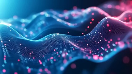 Wall Mural - Vibrant abstract waves with glowing particles in motion