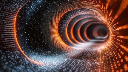 Wall Mural - glowing tunnel view with gradient light dots