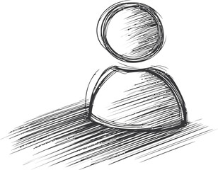 Poster - Hand-drawn minimalistic sketch of a user avatar with shadow effects. Vector illustration