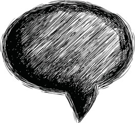 Poster - Monochrome sketch of a textured speech bubble with crosshatch shading. Vector illustration