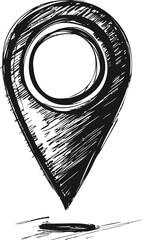 Poster - Sketched black map pin in sketch style illustration. Vector illustration