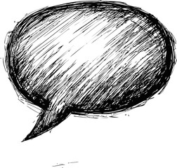 Poster - Black ink sketch of a speech bubble, hand-drawn illustration. Vector illustration