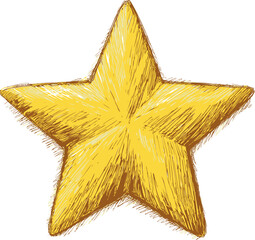 Aufkleber - Golden textured hand-drawn star with sketchy details. Vector illustration