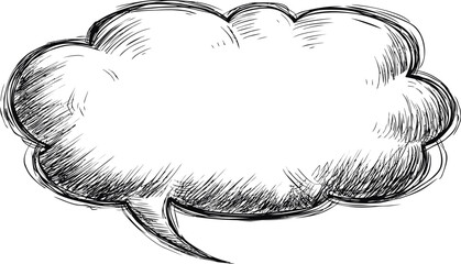 Poster - Ink sketch of a large empty comic speech bubble with thick black lines. Vector illustration