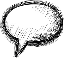 Poster - Hand-drawn sketch of an empty speech bubble, communication concept. Vector illustration