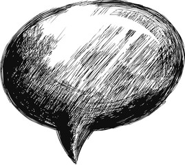Poster - Hand-drawn black ink speech bubble with sketchy texture. Vector illustration