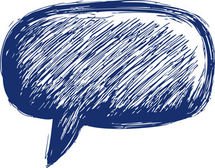 Poster - Blue scribbled speech bubble, vector illustration concept. Vector illustration