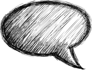 Poster - Sketchy black and white speech bubble drawing in a sketched style. Vector illustration