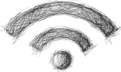 Leinwandbilder - Scribbled wifi symbol in black with three strokes. Vector illustration