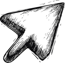 Leinwandbilder - Sketchy black and white arrow cursor with rough texture in hand-drawn style. Vector illustration