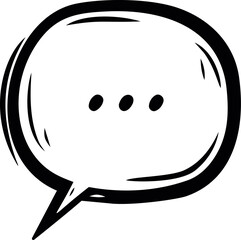 Poster - Black and white comic speech bubble with ellipsis expression. Vector illustration