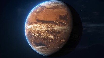 Wall Mural - planet with a brownish color. the planet is in the middle of the image. the planet is surrounded by 