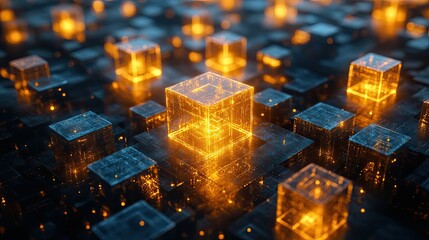 glowing cubes: innovation and creativity theme