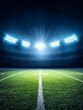 © Sanwa - Night Football Stadium - Empty football stadium at night, illuminated by bright stadium lights. Ready for the big game