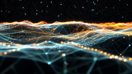Wall Mural - Abstract digital landscape with glowing data waves