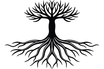 tree roots icons of silhouette vector illustration.