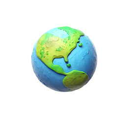 cute play doh earth globe model green blue planet 3d map fun kid eco clay on transparent background