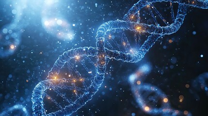 Wall Mural - structure of molecule and communication: dna, atoms, neurons. science concept with connected lines a