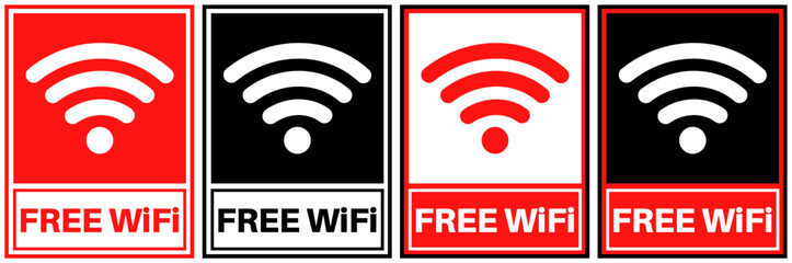 Wall Mural - set sign free wifi symbol design label template vector illustration