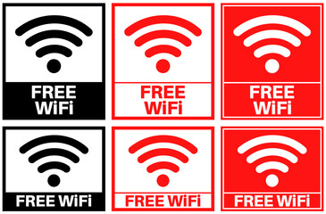 Wall Mural - set Collections free wifi caution sign template design vector illustration