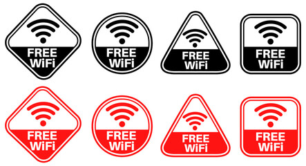 Wall Mural - set Collections free wifi caution sign template design vector illustration