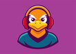 © Masud - Cool Bird in Headphones : An illustration capturing the likeness of a cool bird, sporting headphones and a stern look, perfect for multimedia projects, logo design, and digital art.