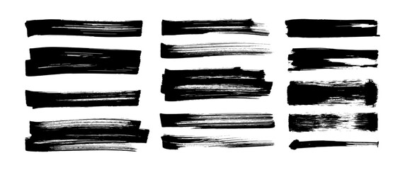 Aufkleber - Vector straight bold brush strokes collection. Brush drawn bold lines, thick calligraphy smears.