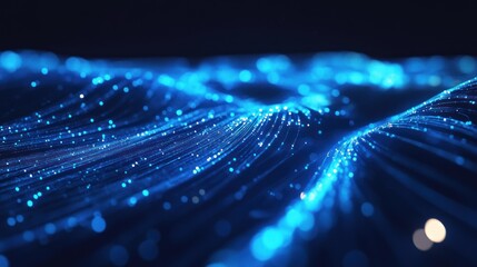 Poster - Abstract digital wave, glowing particles