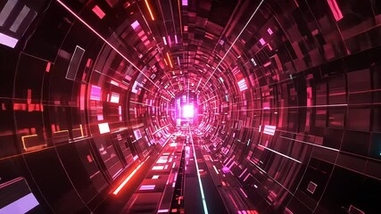 Wall Mural - Abstract tunnel of vibrant lights and colors