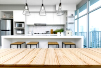 Poster - Modern and Bright Kitchen Interior with Stylish Bar Stools and Open Layout : Generative AI