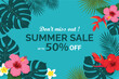 © faysal - Tropical Summer Sale Banner with Floral Accents