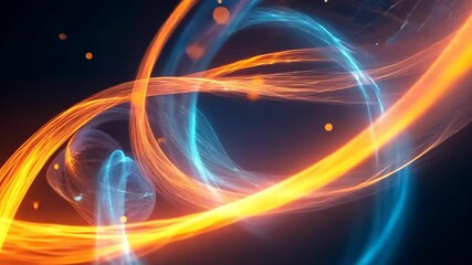 Wall Mural - dynamic intertwining orange and blue abstract light trails twisting in motion