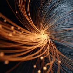 Wall Mural - Abstract swirling lines with dynamic movement in vivid orange and contrasting dark background representing energy, creativity, and modern design elements for artistic concepts