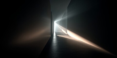 Aufkleber - Ethereal Rays of Light Illuminating a Dark Pathway in a Minimalist Environment for Creative and Abstract Visual Projects