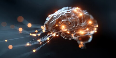 Aufkleber - Conceptual illustration of artificial intelligence with glowing neural connections and digital brain silhouette symbolizing innovation and technology advancement