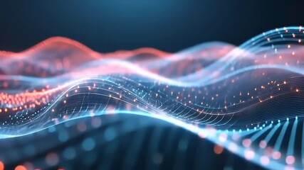 Wall Mural - Abstract waves of light and data flowing in blue