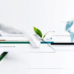 Aufkleber - Abstract Global Growth: Sustainable Development and Technological Advancements on a Clean White Background.